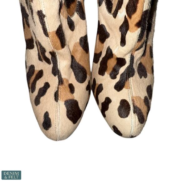 Brian Atwood Leopard Print Calf Hair Platform Ankle Booties Heels 37 Italy - Picture 3 of 12
